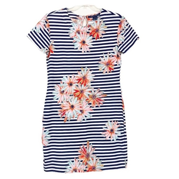 French Connection Navy Striped Floral Dress - Picture 8 of 8